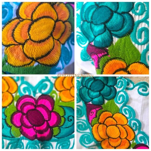 HANDMADE Traditional Embroidered Mexican Blouse - Picture 5 of 10